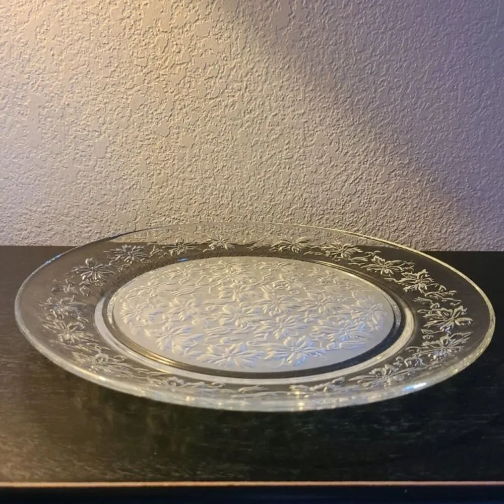 Princess House Fantasia Poinsettia Glass Plate Set 10